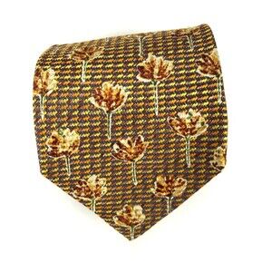ERMENEGILDO ZEGNA Tie Brown Mix Floral Elegant Necktie Silk Made Italy 3.75x57